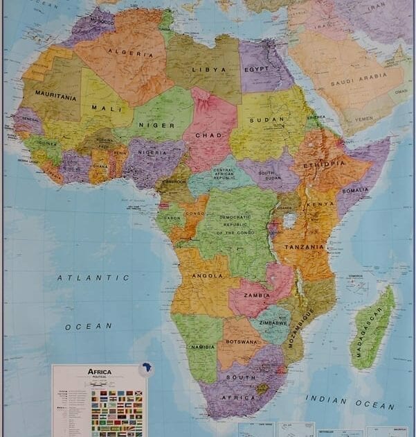 Afrika politisk veggkart laminert 120 x 175cm