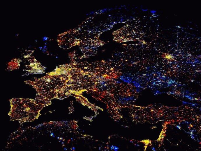 Europa by Night Satalite image